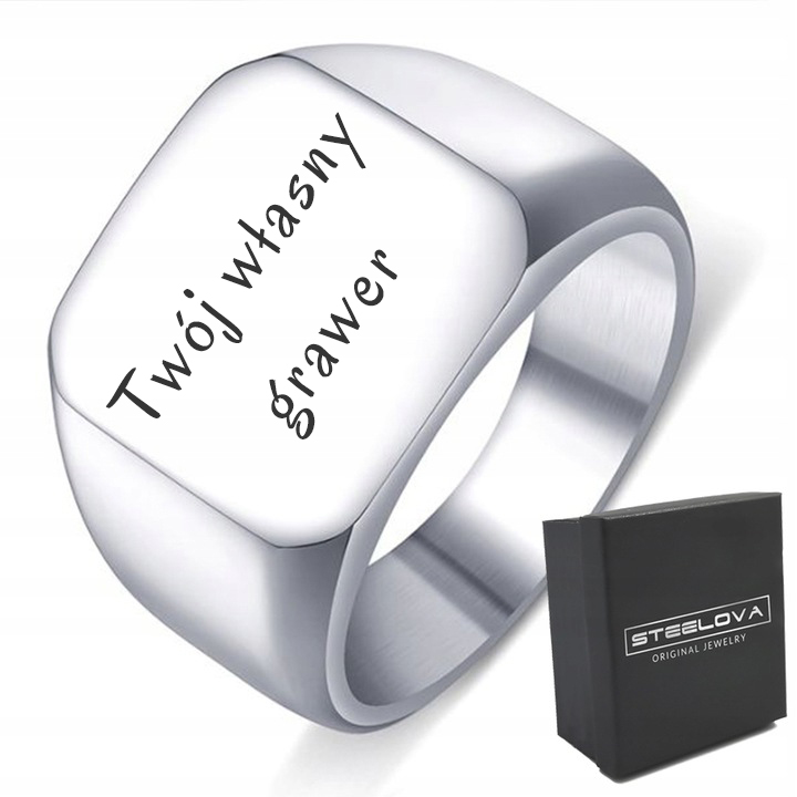 SYGNET STAL BŁYSZCZĄCY Z TWOIM NAPISEM ,LOGO r.32