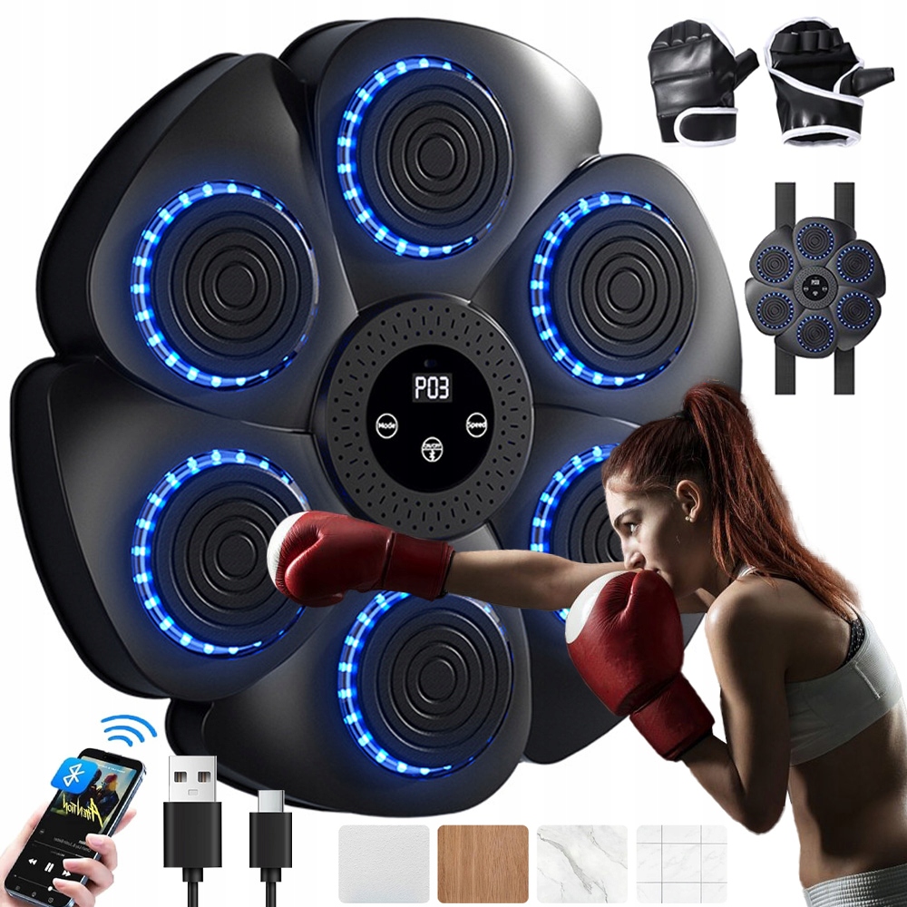 Muzyczna Trener Bokserski Bluetooth 18 Prędkości Do Domowego Treningu Z Led