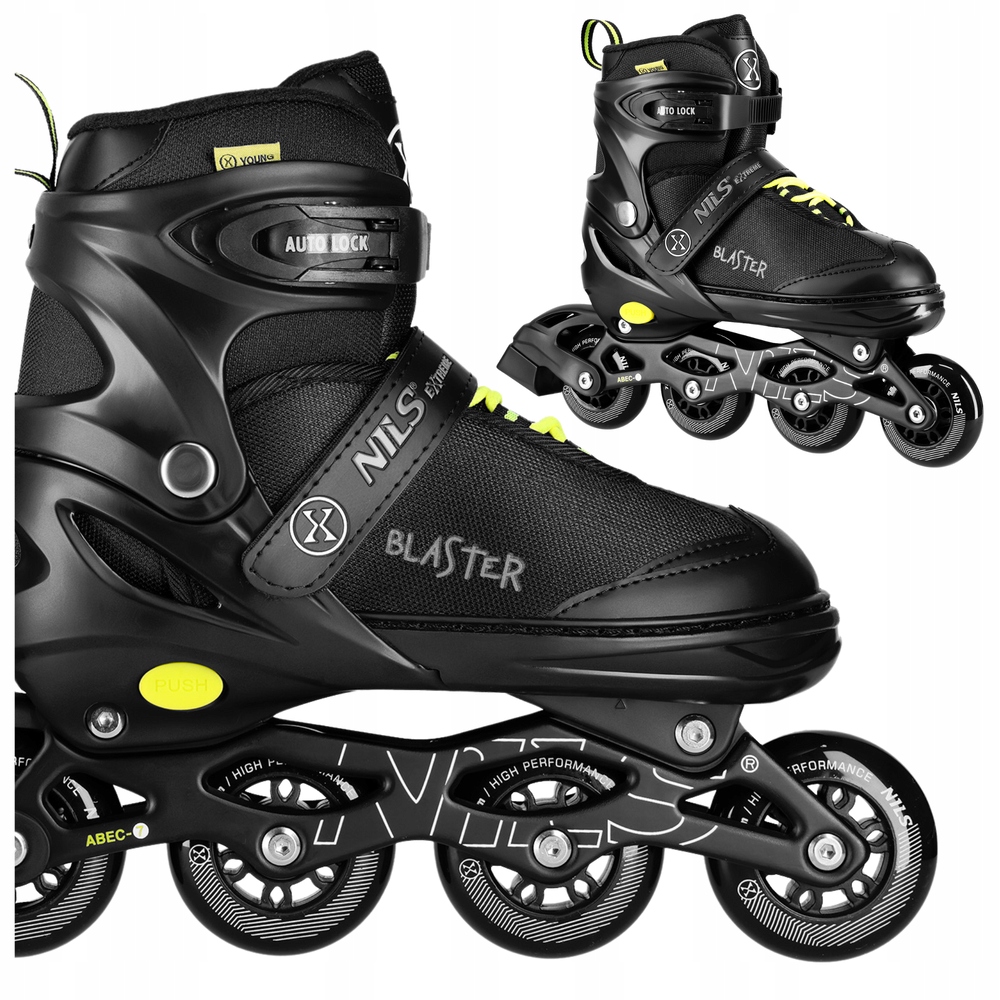 Kolečkové Brusle s regulací Rekreační Pro Mládež Černé Kaučukové Kolečka 35-38