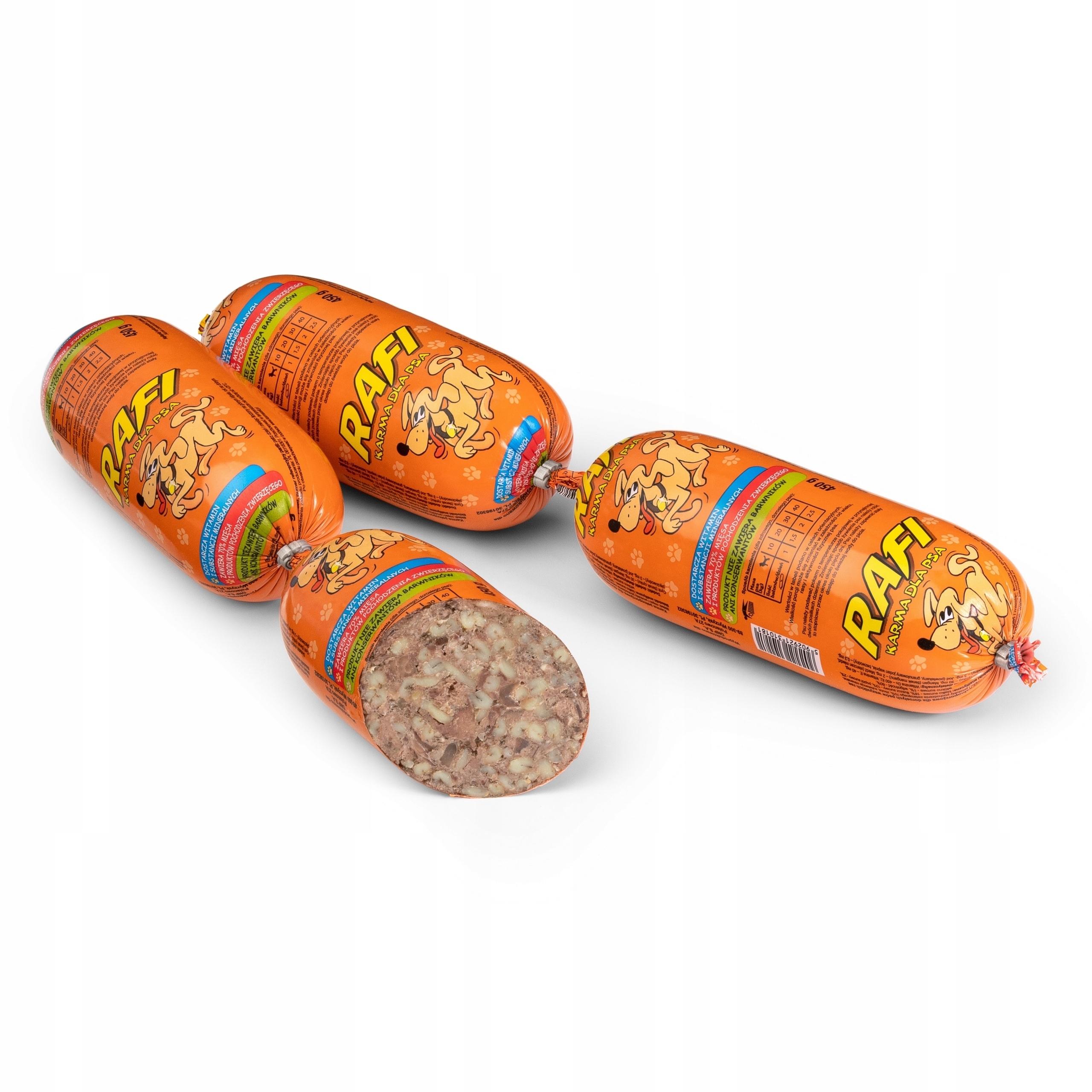 Mokra karma dla psa baton 70% mięsa Rafi Classic 60x 450g