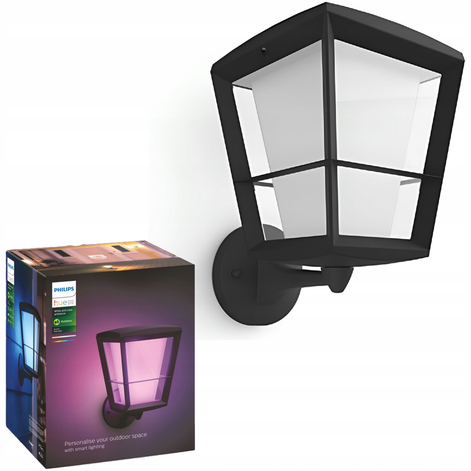 Záhradné nástenné svietidlo Vonkajšie fasádne svietidlo Econic Philips Hue