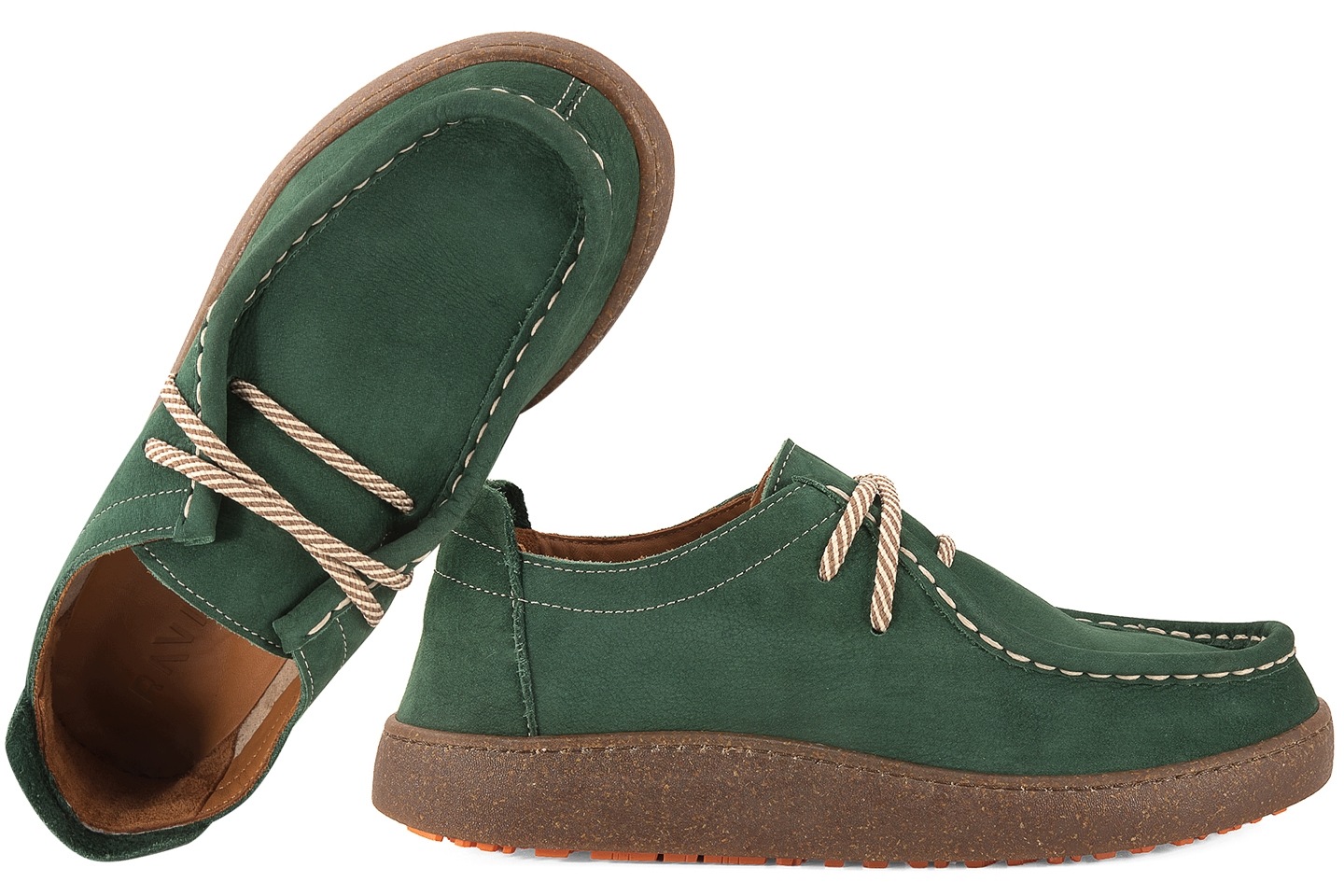 Ravini 261001 Mokasíny Šněrovací Kožené Polobotky Nubuk khaki Zelená 41