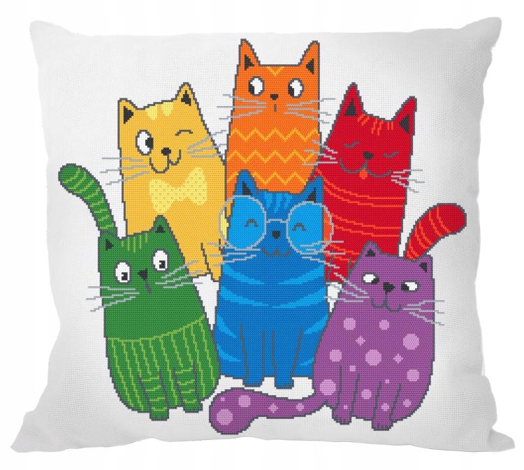 Vyšívací sada Polštář Miny kočičí rodiny