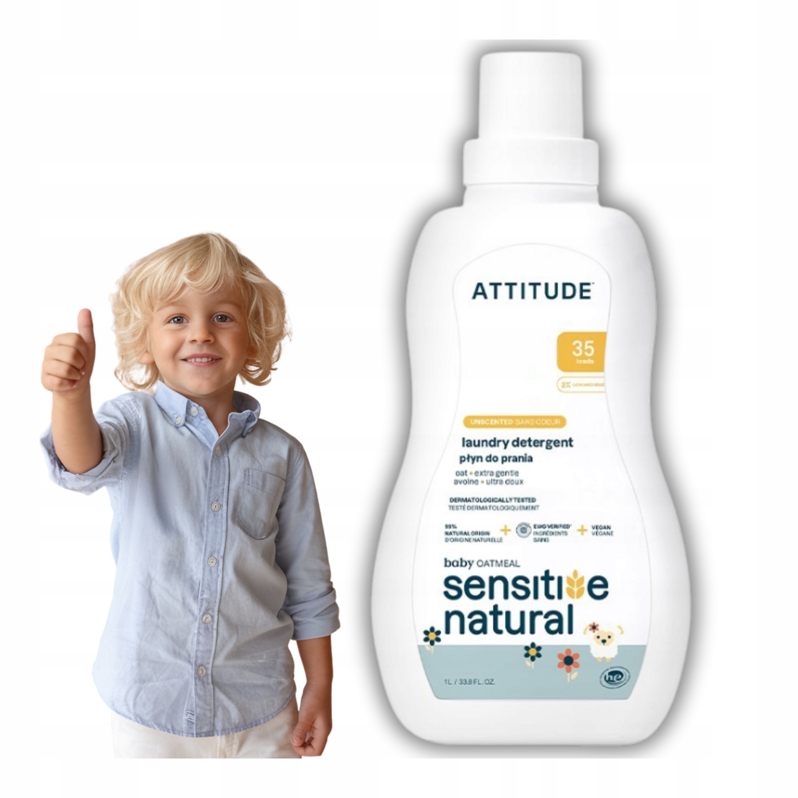 Levně Tekutý prací prostředek na dětské oblečení pro miminka Hypoalergenní Atitude 1L