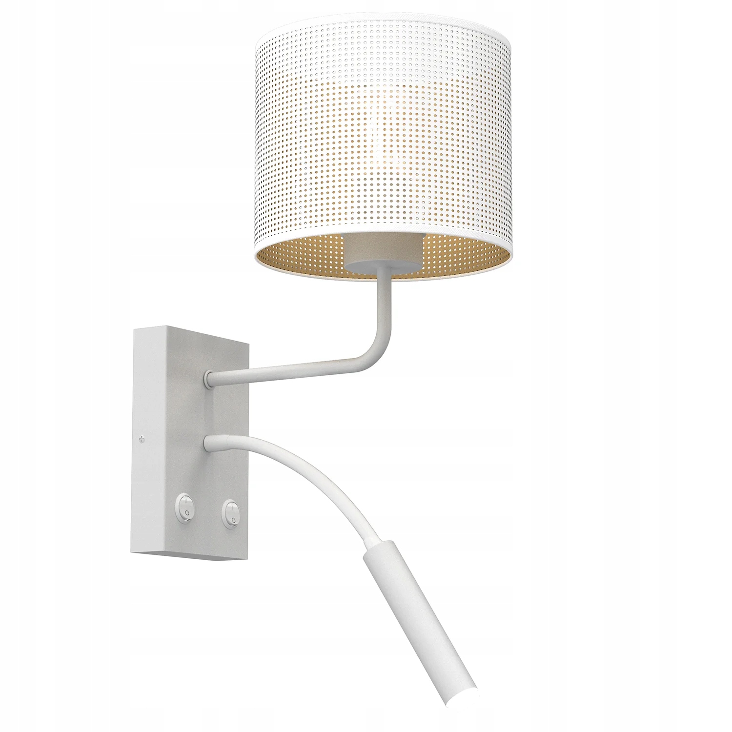 Nástenná lampa s bielym tienidlom s dierkami, lampička na čítanie, 2 body Luminex