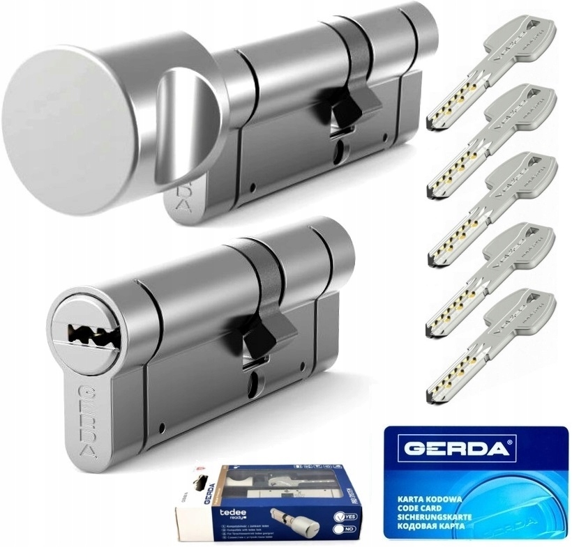 Gerda Wkładka Antywłamaniowa Komplet 30/35+35G/30 Z Gałką System 1 Klucza