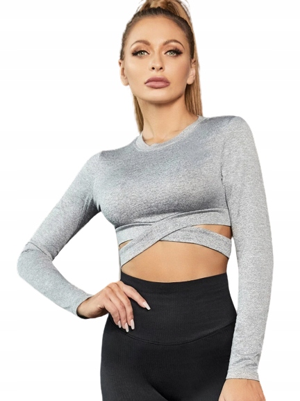Shein Top Sportowy Szary Z Długim Rękawem 44 V3Y