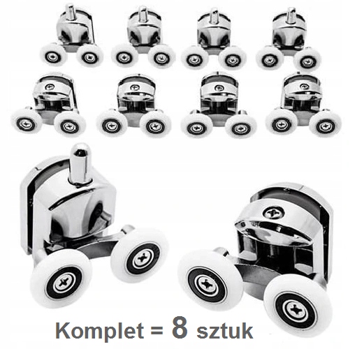 KÓŁKA ROLKI DO KABINY PRYSZNICOWEJ CHROMOWANE KMPL