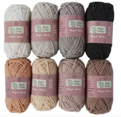 ZESTAW WŁÓCZEK BAWEŁNIANYCH 24 szt + SZYDEŁKA 6szt Zalecane szydełka 2-6 mm