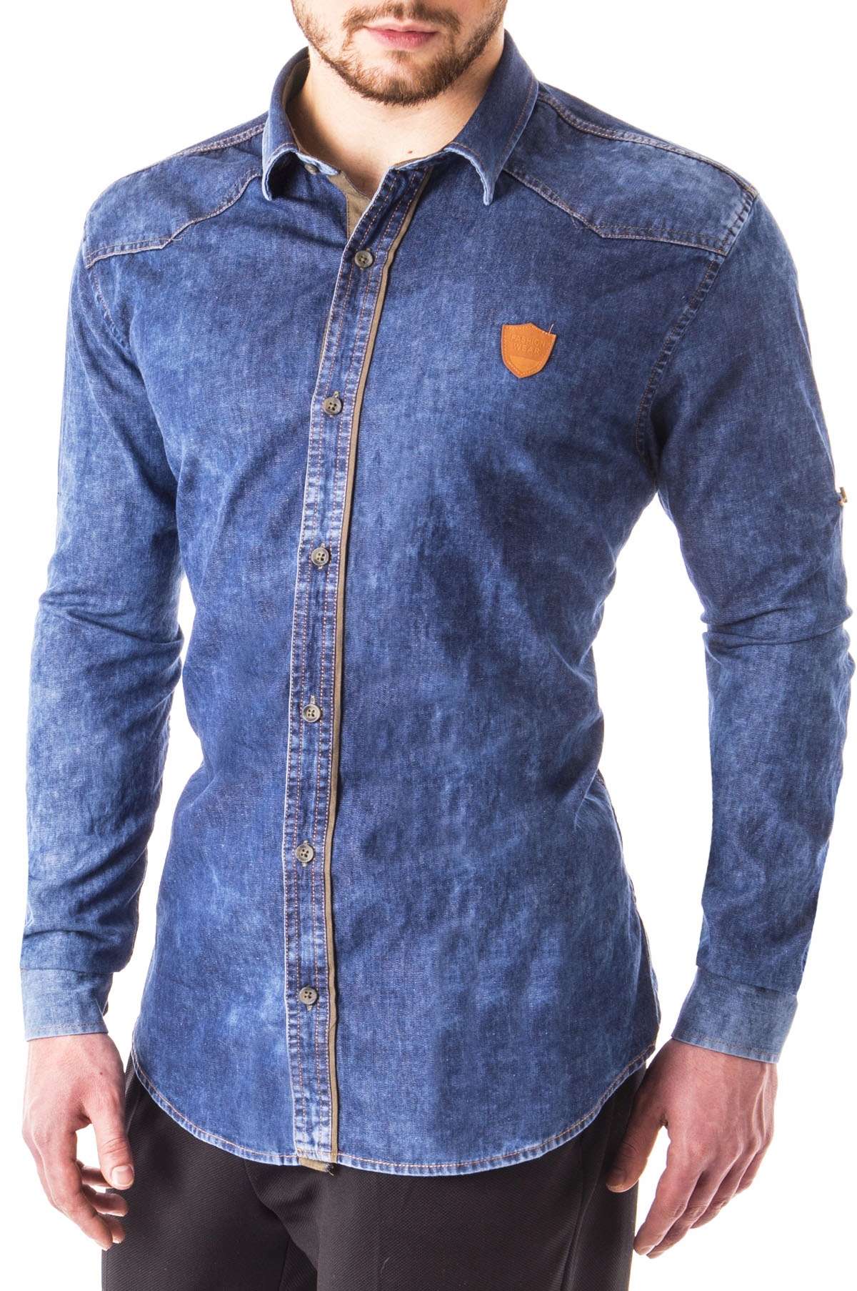 L - KOSZULA MĘSKA ELEGANCKA 19611A REGULAR Rękaw długi rękaw