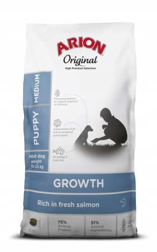 Levně Arion krmivo bez obilovin pro štěňata, losos střední velikosti, 12 kg