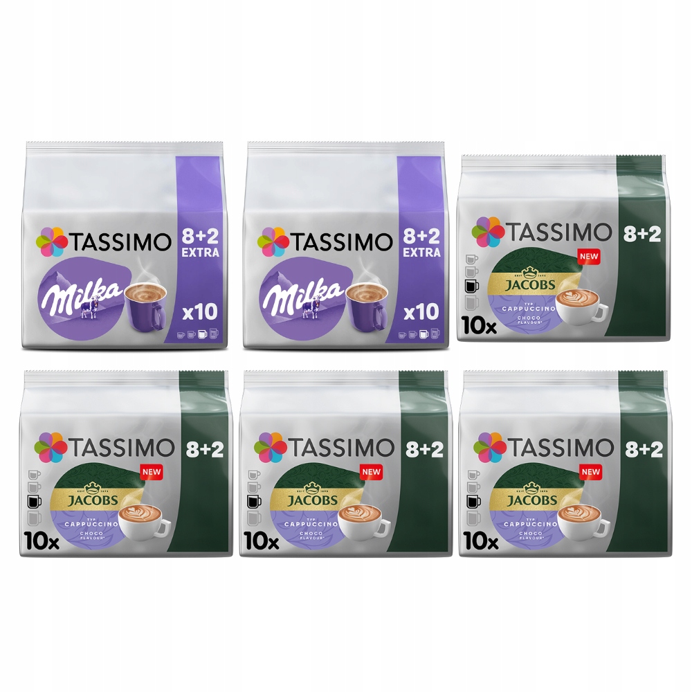 Kapsułki Tassimo 4xCappuccino Choco, 2x Milka, 6 opakowań [60 kapsułek]