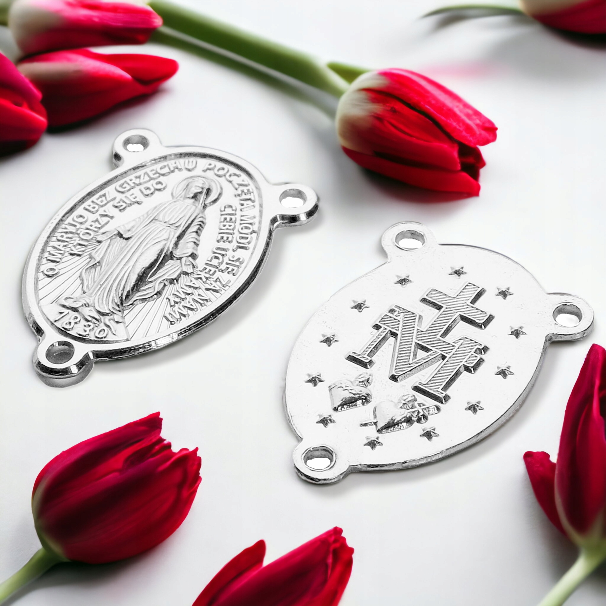 Srebrny łącznik do różańca Cudowny medalik pr. 925 Marka inny