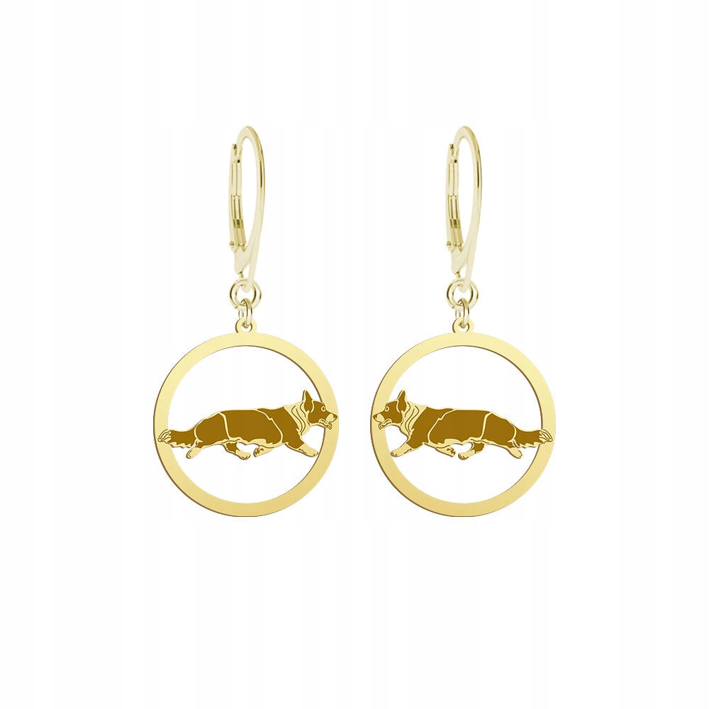 Náušnice Zlaté s Welsh Corgi Cardigan 925 Dárek Žena Gravírování Bonus