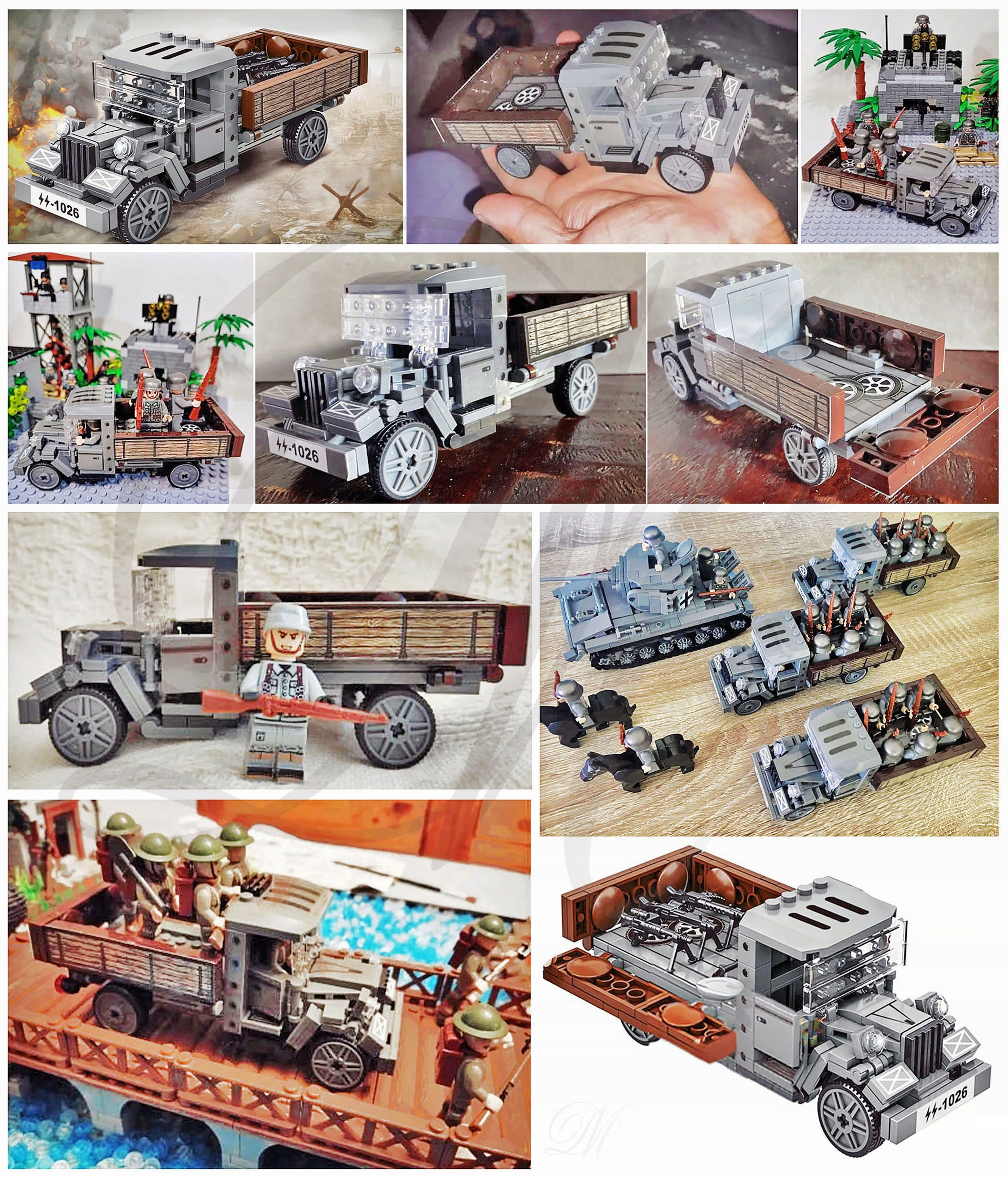 CIĘŻARÓWKA 1026 klocki samochód wojskowy wojsko bronie figurki broń płytka EAN (GTIN) 5903818974516