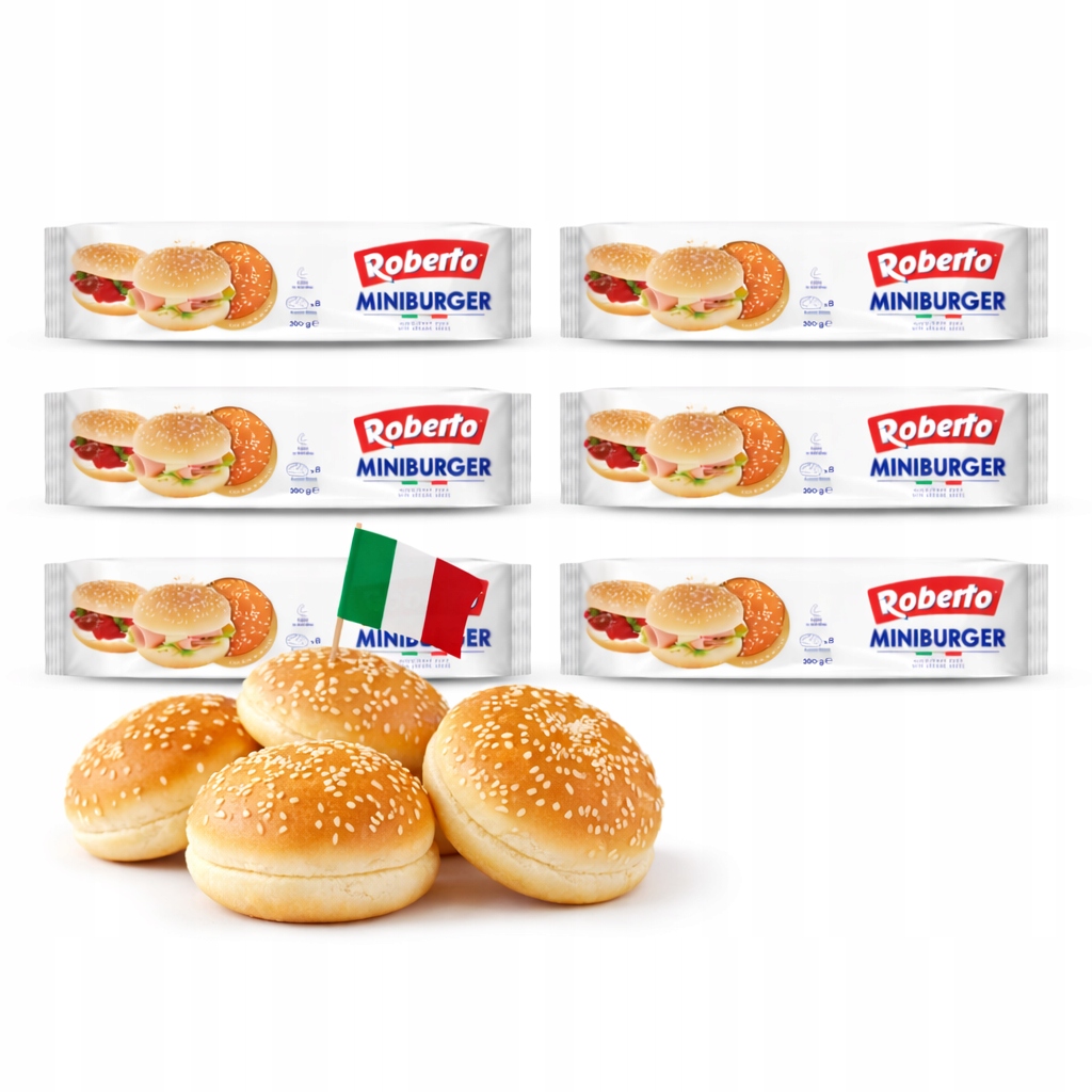 Levně Italské Burgery s mini sezamem Roberto 48ks rohlíky 200g x 6 Ks