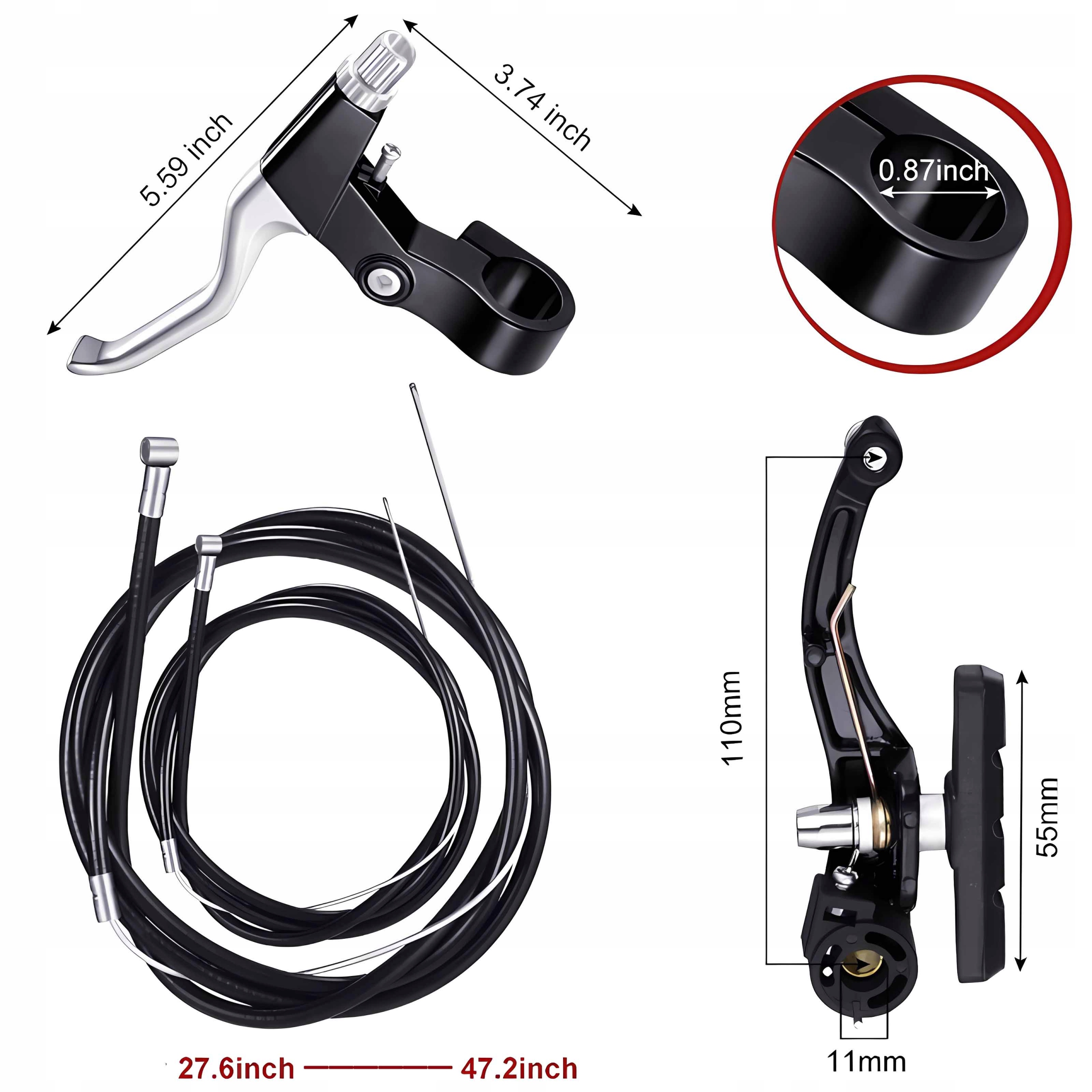 Hamulec V-brake A2Z Czarny przedni i tylny rower MTB Marka Artek