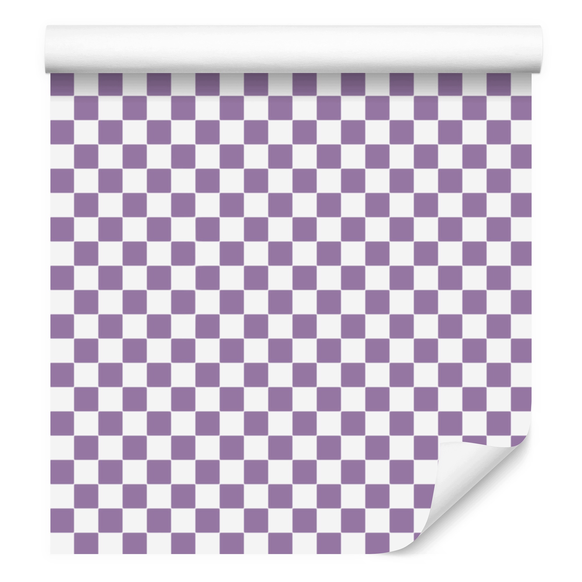 Tapeta Šachovnice fialová, bílá, světle šedá a levandule 50 x 1000 cm