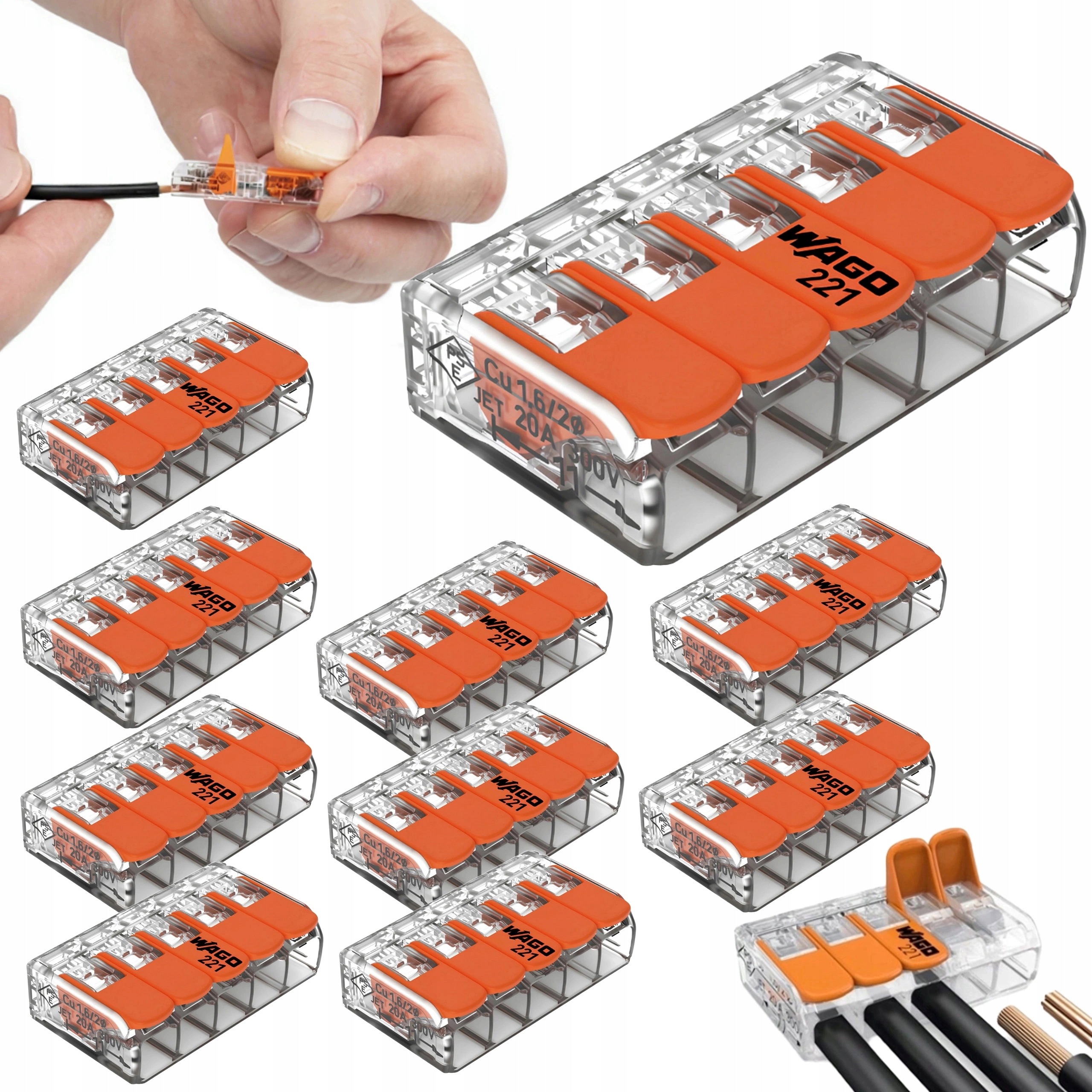Szybkozłączka Wago Złączka Przewodowa instalacyjna Dźwignia 5x0.2-4mm 10szt