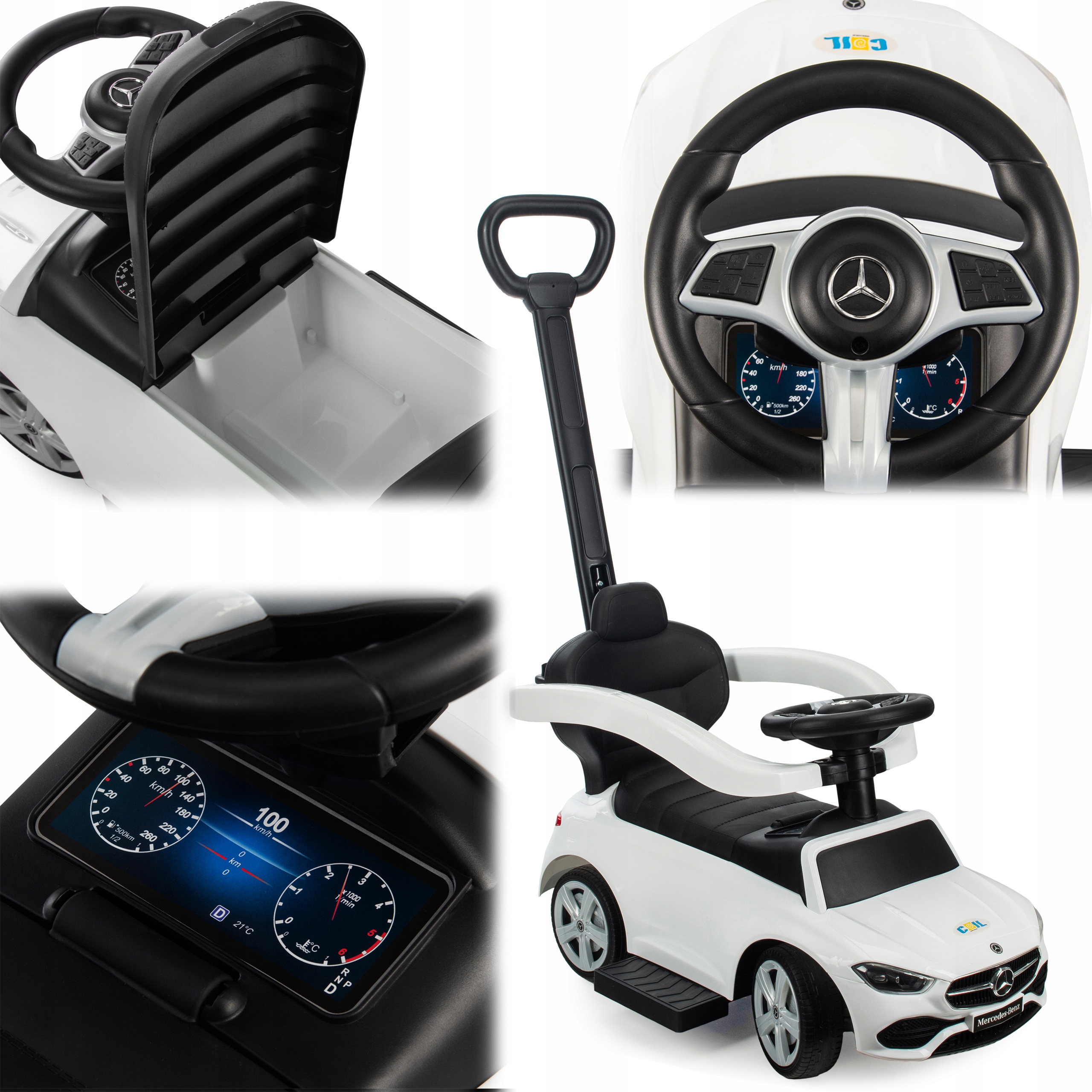 Jeździk Pchacz Chodzik Mercedes 3W1 Amg Auto Samochód Duży Dzieci Klakson B