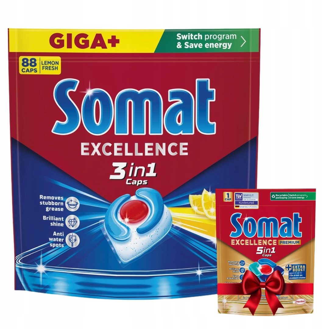 Levně Somat Tabs Excellence 3v1 tablety do myčky 88 ks Citrón Dárek