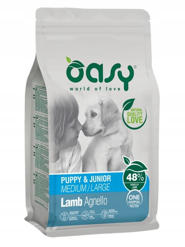 Levně Oasy Lamb Agnello Puppy & Junior M/L pro štěňata středních a velkých plemen 12 kg