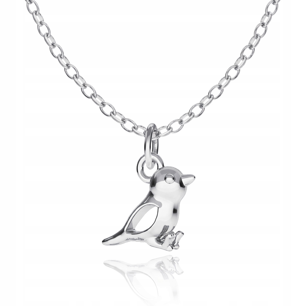 Pták Vrabec 3D Stříbrný náhrdelník rolo oval stříbro 925