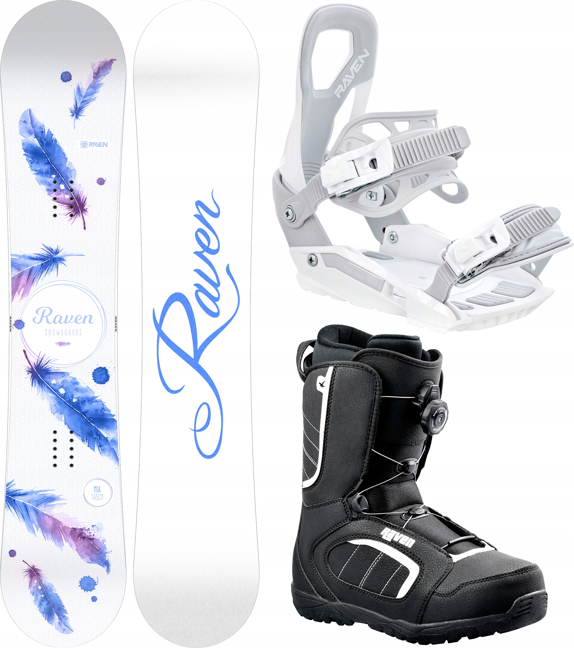 Zestaw Snowboardowy Raven Mia White 139cm buty wiązania