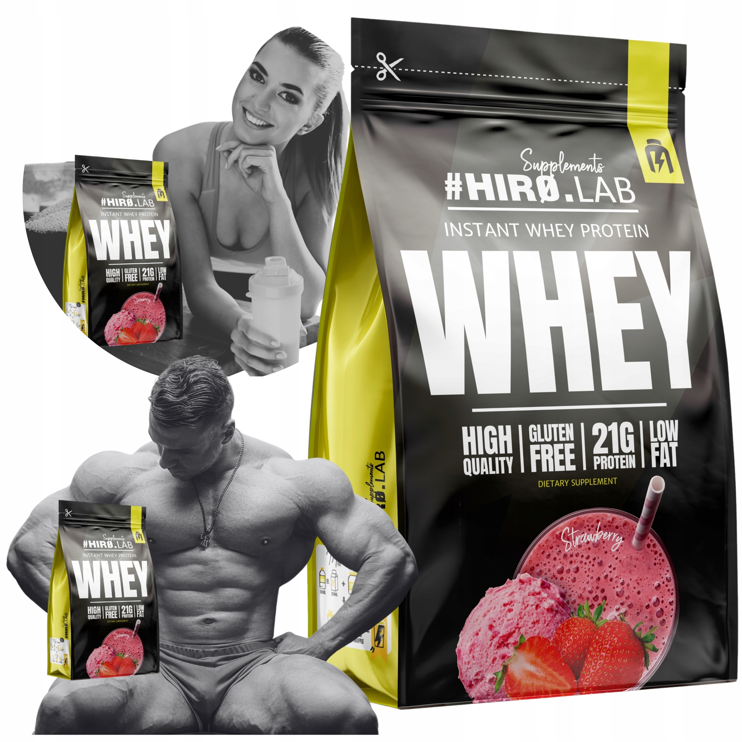 Wpc Instant Whey Protein syrovátkový doplněk stravy 750 g Jahoda Hiro