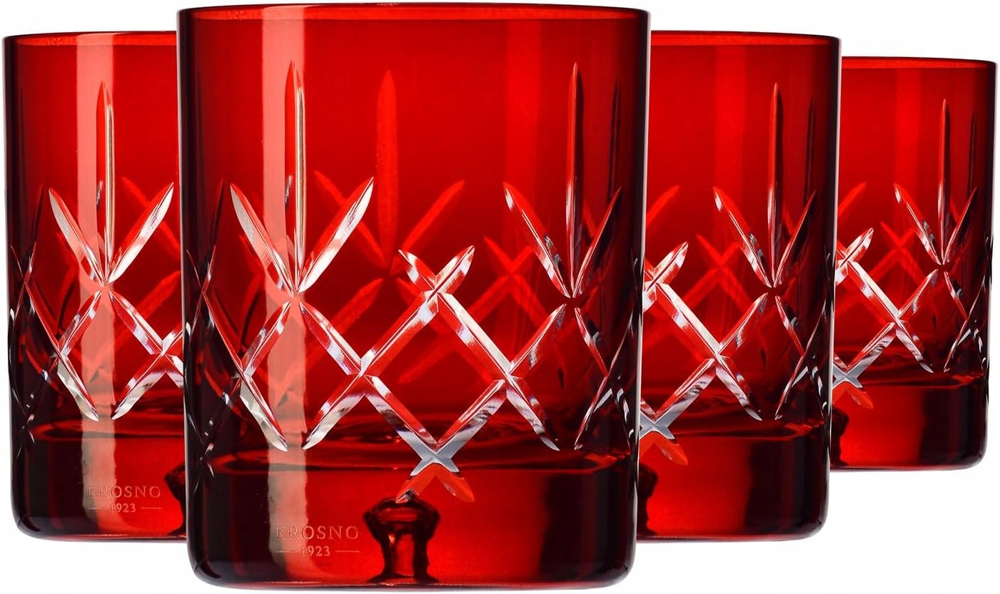 Krosno Saga Červené Sklenice Na Whisky 250 ML, Sada 4 Ks
