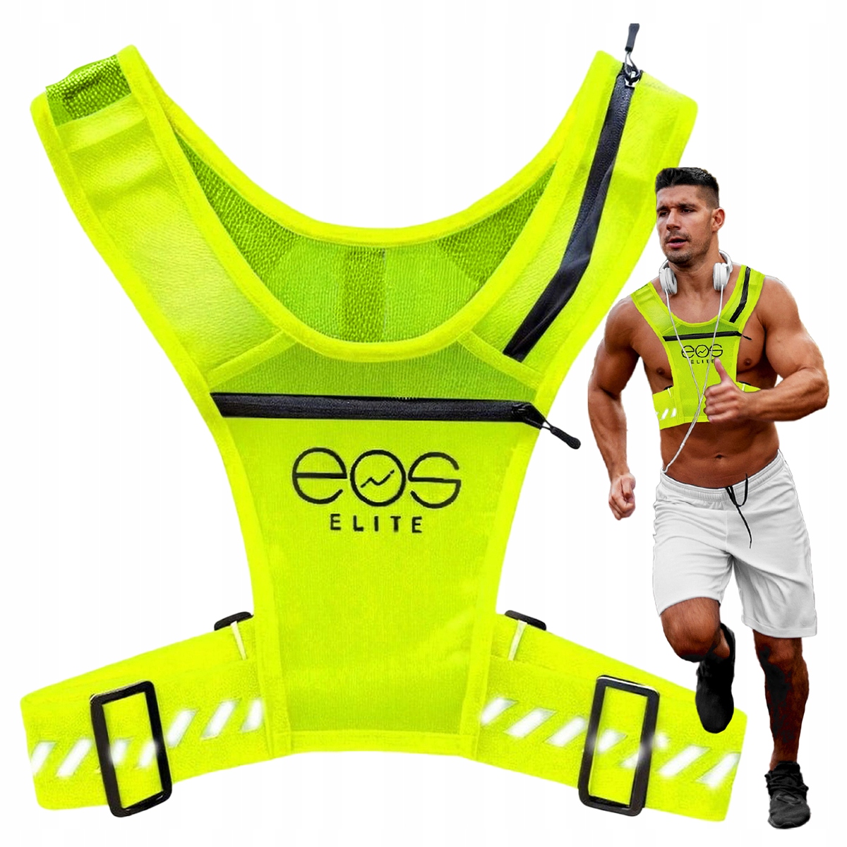 Běžecká Vesta Na Kolo, Reflexní Kapsy Na Láhev Typu Fluo Premium