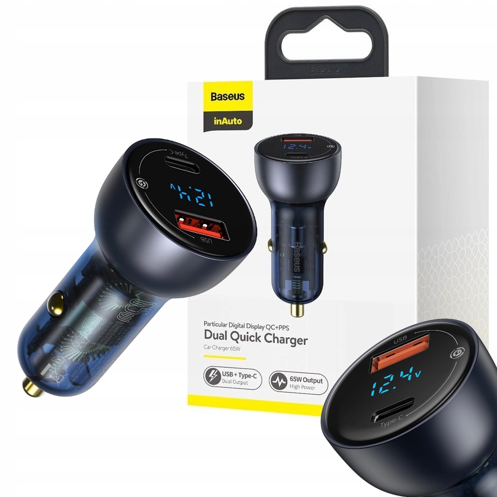 Baseus ładowarka samochodowa Usb Usb Typ C 65 W 5 A Scp Quick Charge 4.0