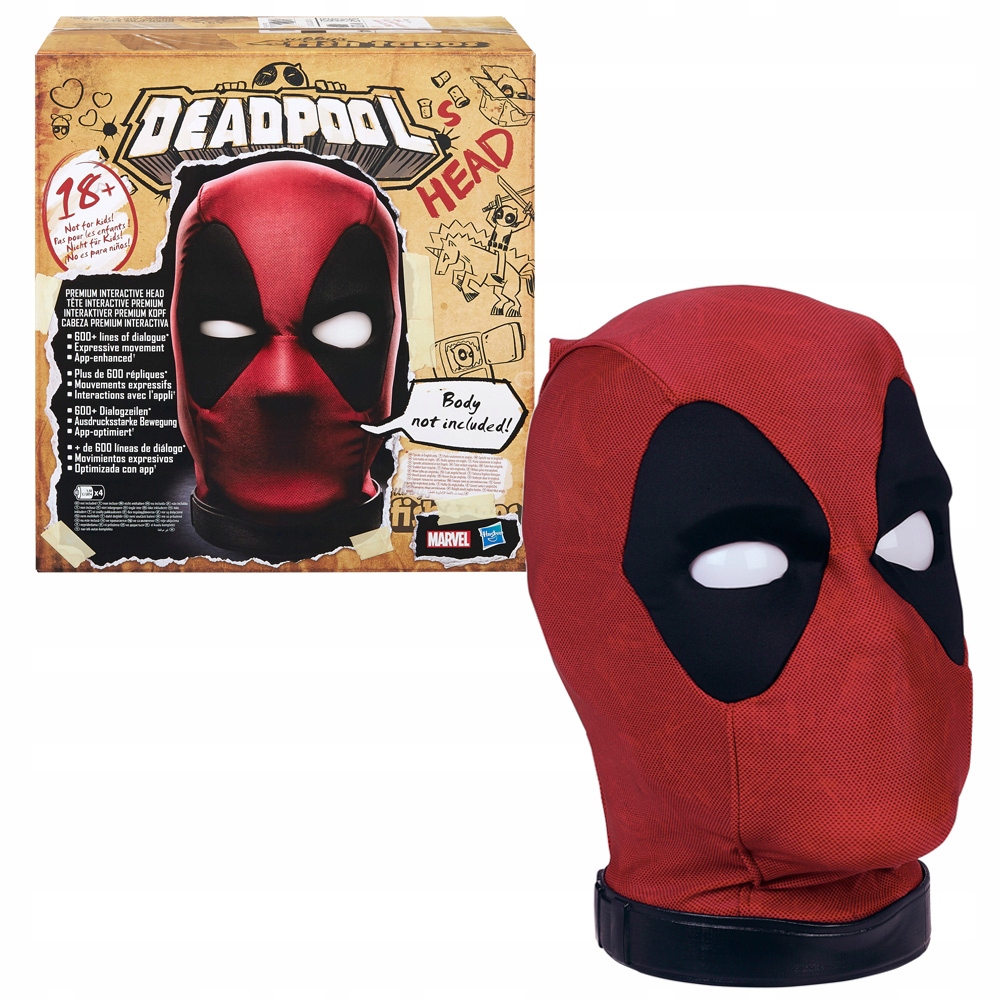 Hasbro Marvel Interaktivní Hlava Deadpool Premium Pohyblivá, Se Zvukem E6981
