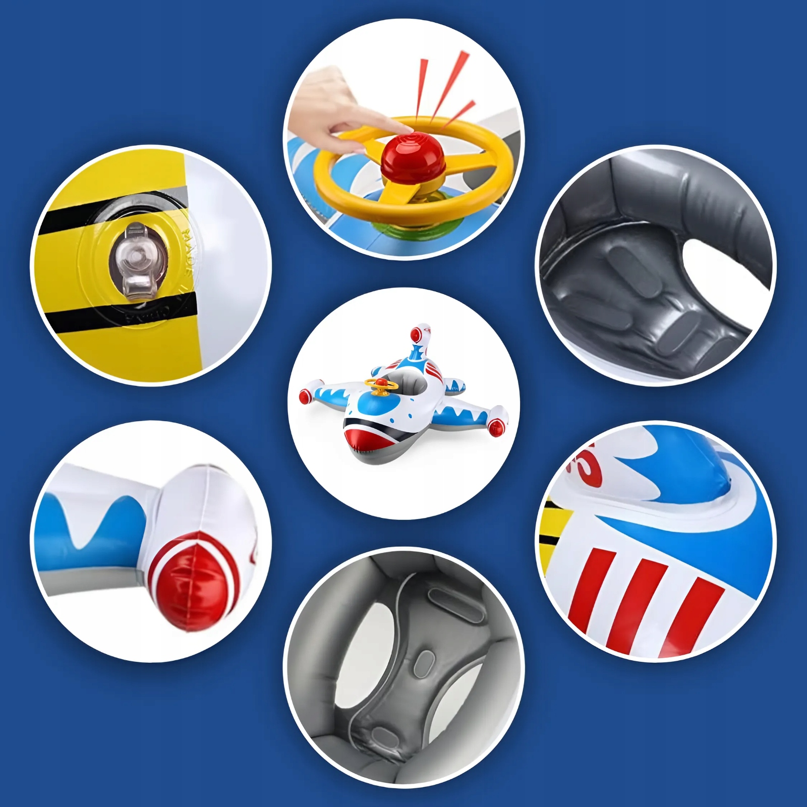 НАДУВНИЙ МАТРАС ЛІТАК PONTOO ДЛЯ ДІТЕЙ БІЛЯ ВОДИ ДО БАСЕЙНУ LIFEBUY Модель НАДУВНЕ КОЛЕСО PONTOO З КОЗИРКОМ ДЛЯ МАЛЮКІВ