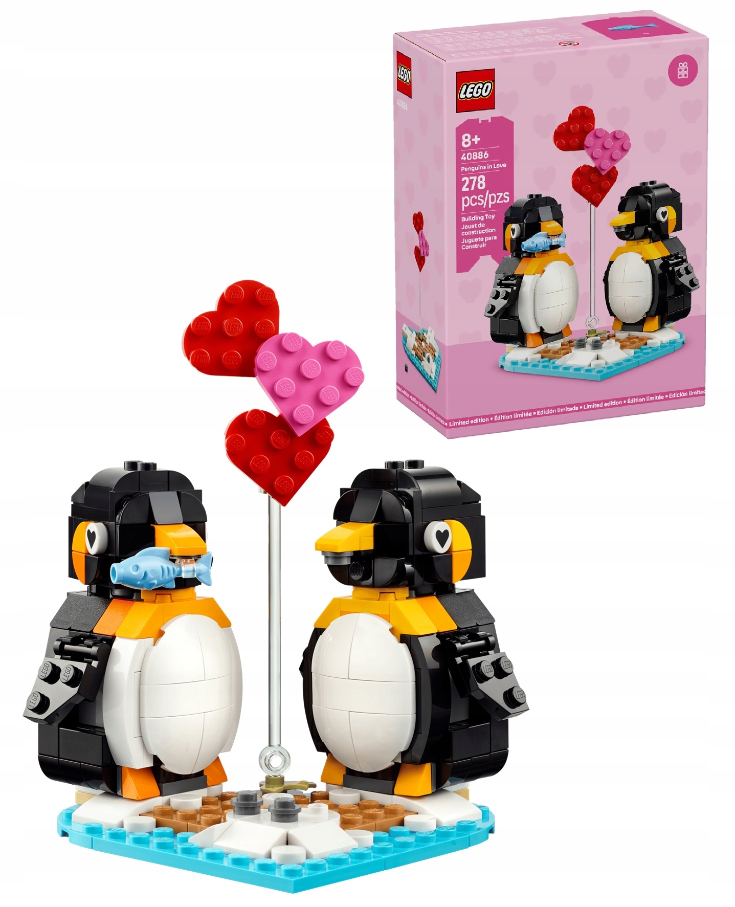 Lego 40886 Zakochane pingwiny serce jako podstawka walentynki