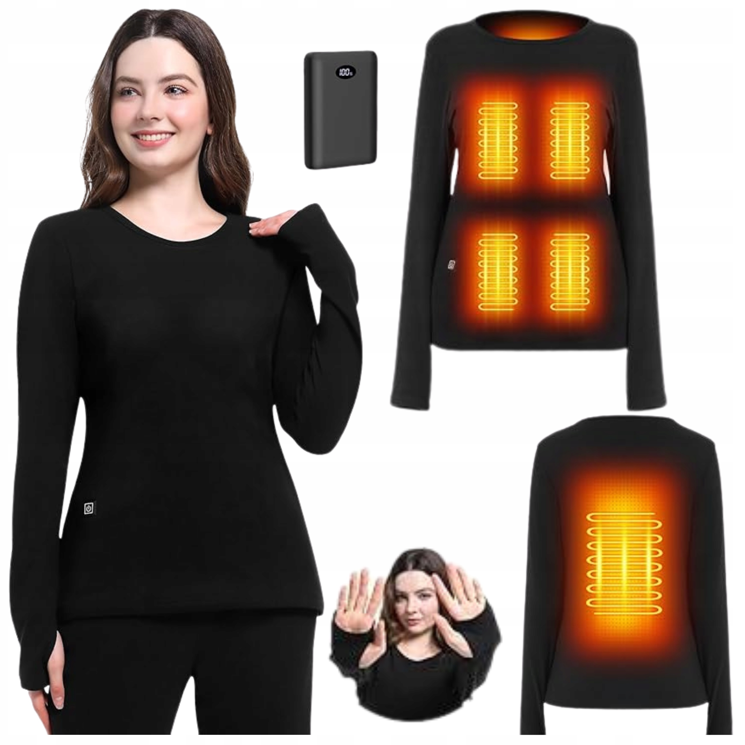Vyhřívaná Košile Mikina Termoaktivní Zimní Spodní Prádlo Na Lyže Powrbank XL