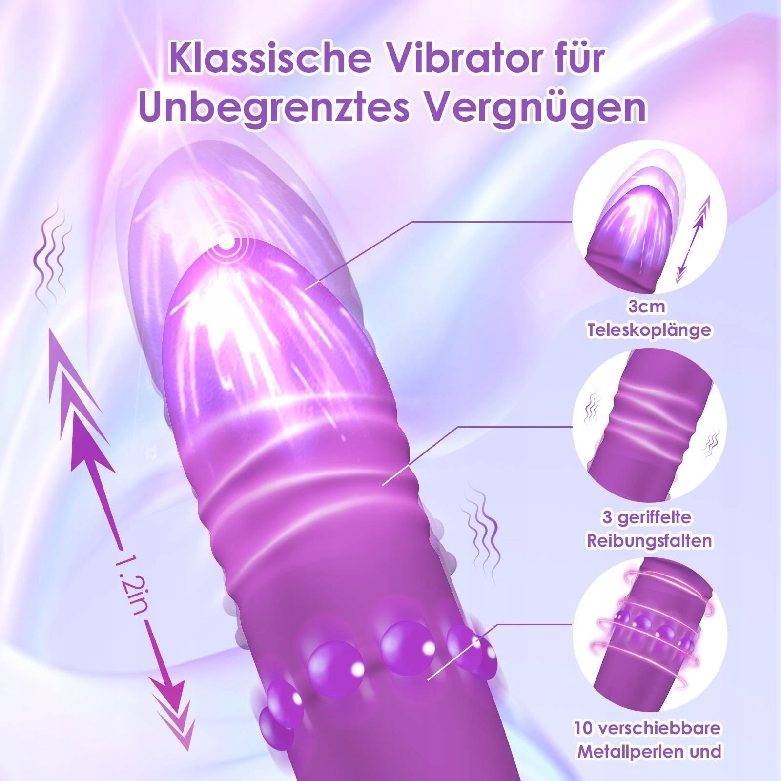 DILDO VIBRATOR DLA KOBIET G PUNKT KLITORIS 10 FUNKCJI WIBRACJI TELESCOP — miniatura 5
