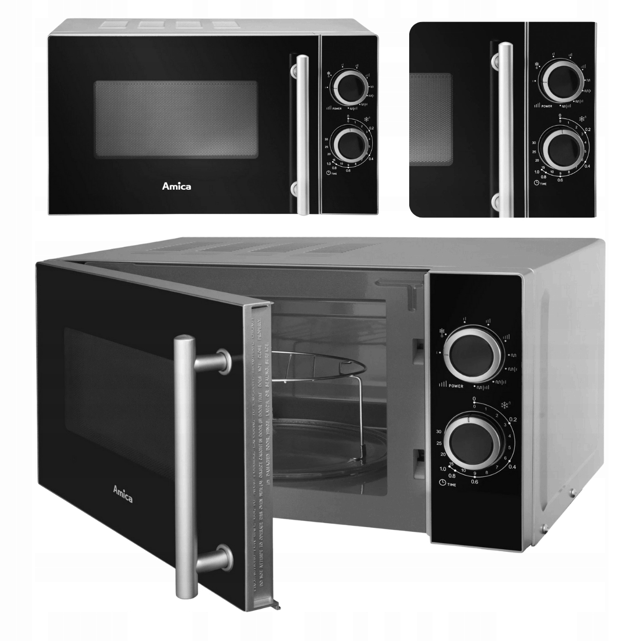 Voľne stojaca mikrovlnná rúra Amica AMGF20M1GS čierna 700W 20L S Grilom