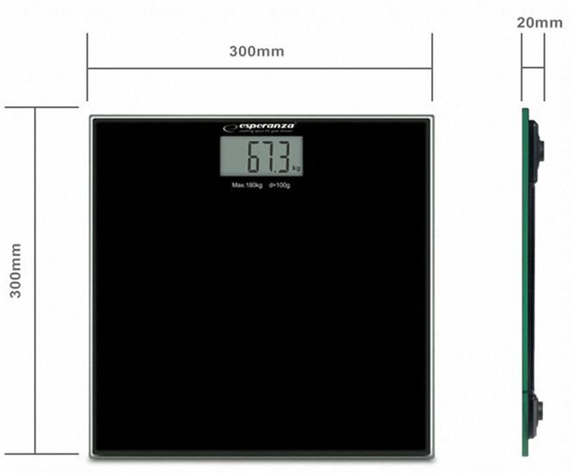 ELEKTRONICZNA WAGA ŁAZIENKOWA SZKLANA SLIM 180 KG Rodzaj elektroniczna