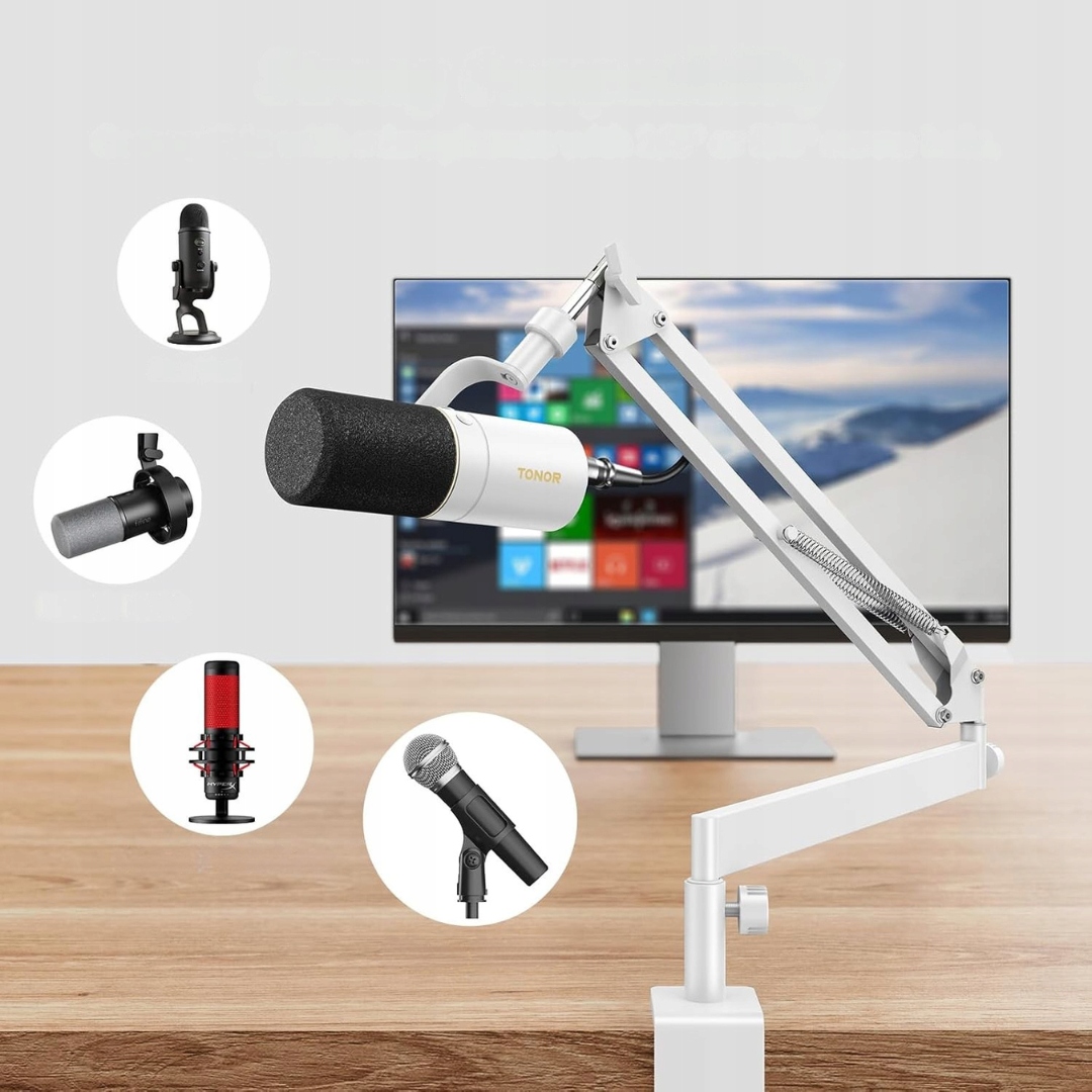 TONOR Niskoprofilowy Boom Arm Do Gamingu Podcastingu HyperX Blue Yeti — miniatura 8