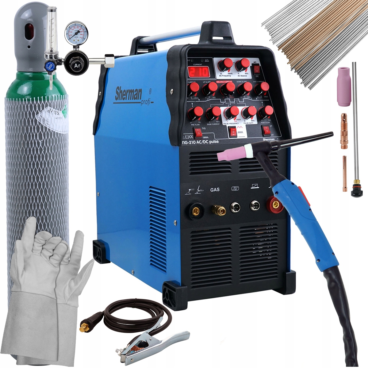 Spawarka Sherman TIG 210 AC/DC Puls zestaw 200A