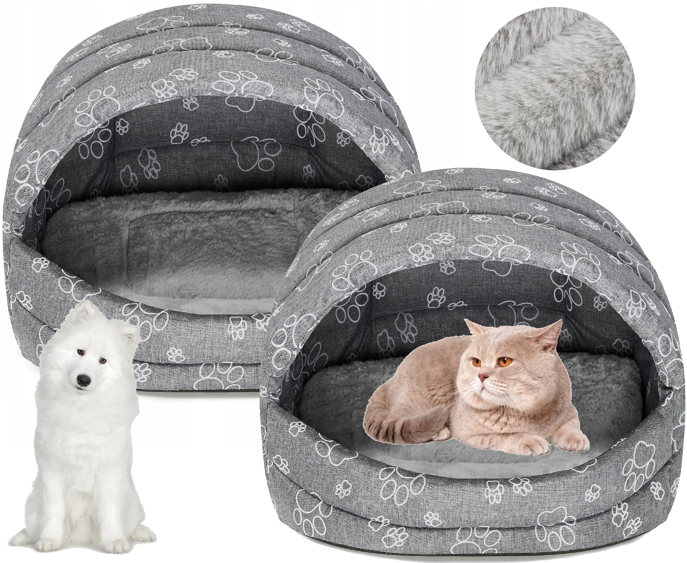 Levně 2x Budka pro psa Pelíšek Kočičí bouda XL Claw+kožešina