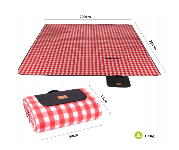 Koc piknikowy na plażę wodoodporny Sekey czerwony 200x200cm Kod producenta 31142005