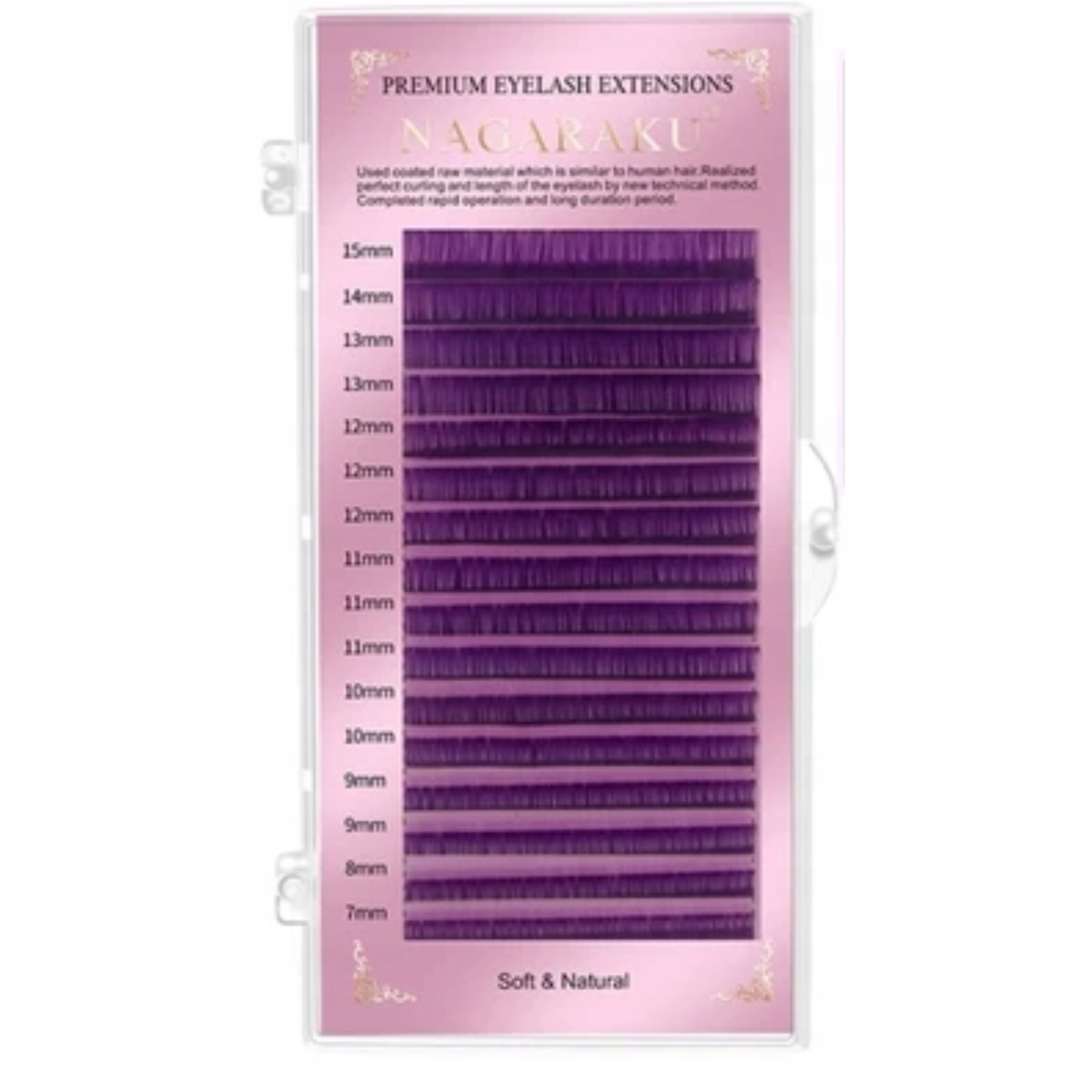 Rzęsy NAGARAKU Fioletowe MIX C 0.07 7-15mm