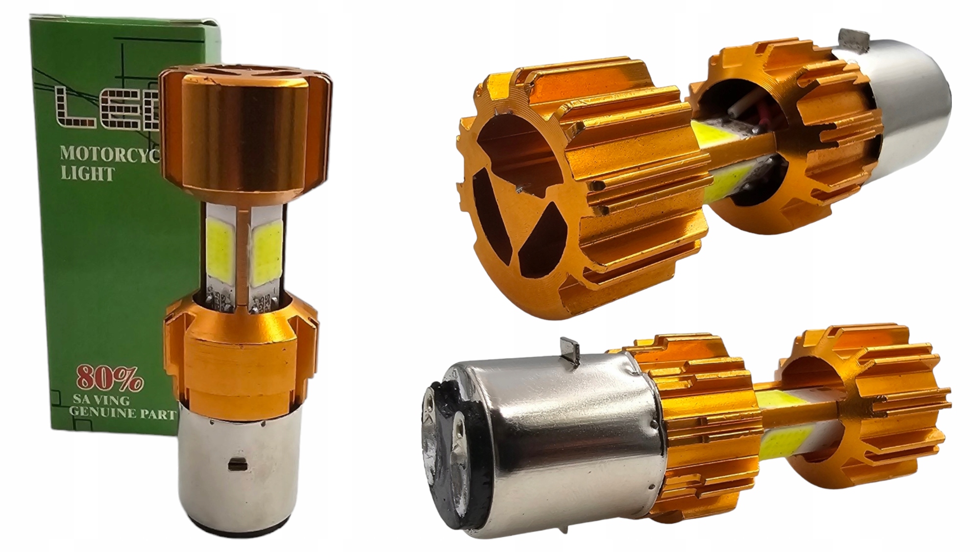 Led Žárovky Bulb Gold BA20D Led Cree Light Ultra Silné světlo IP68