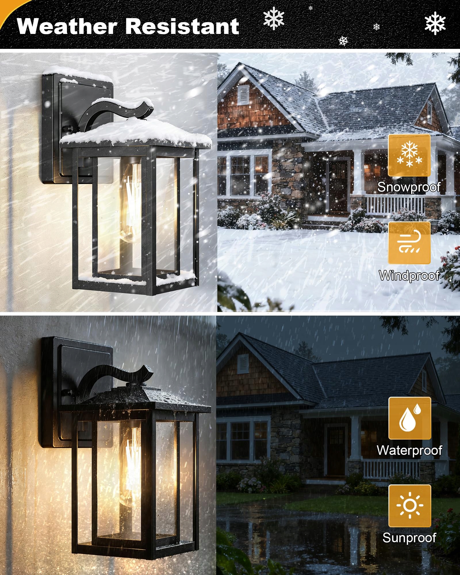 Zestaw 2 Lamp Zewnętrznych E27 Czarna Metalowa IP44 Do Tarasu WONDLUMI — miniatura 2
