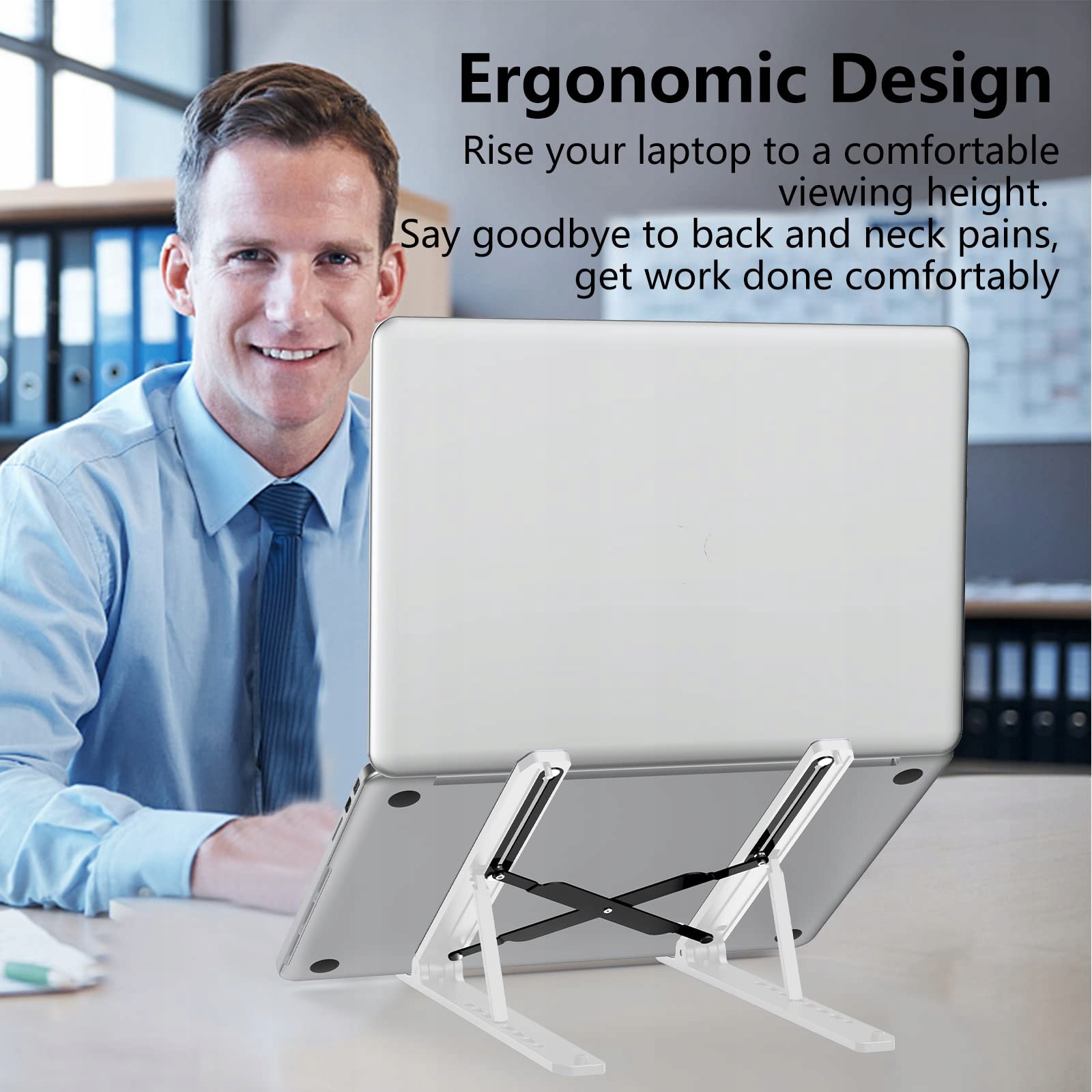 TONMOM Składana Podstawka Pod Laptopa Regulowana ABS Silikon Chłodzenie — miniatura 2