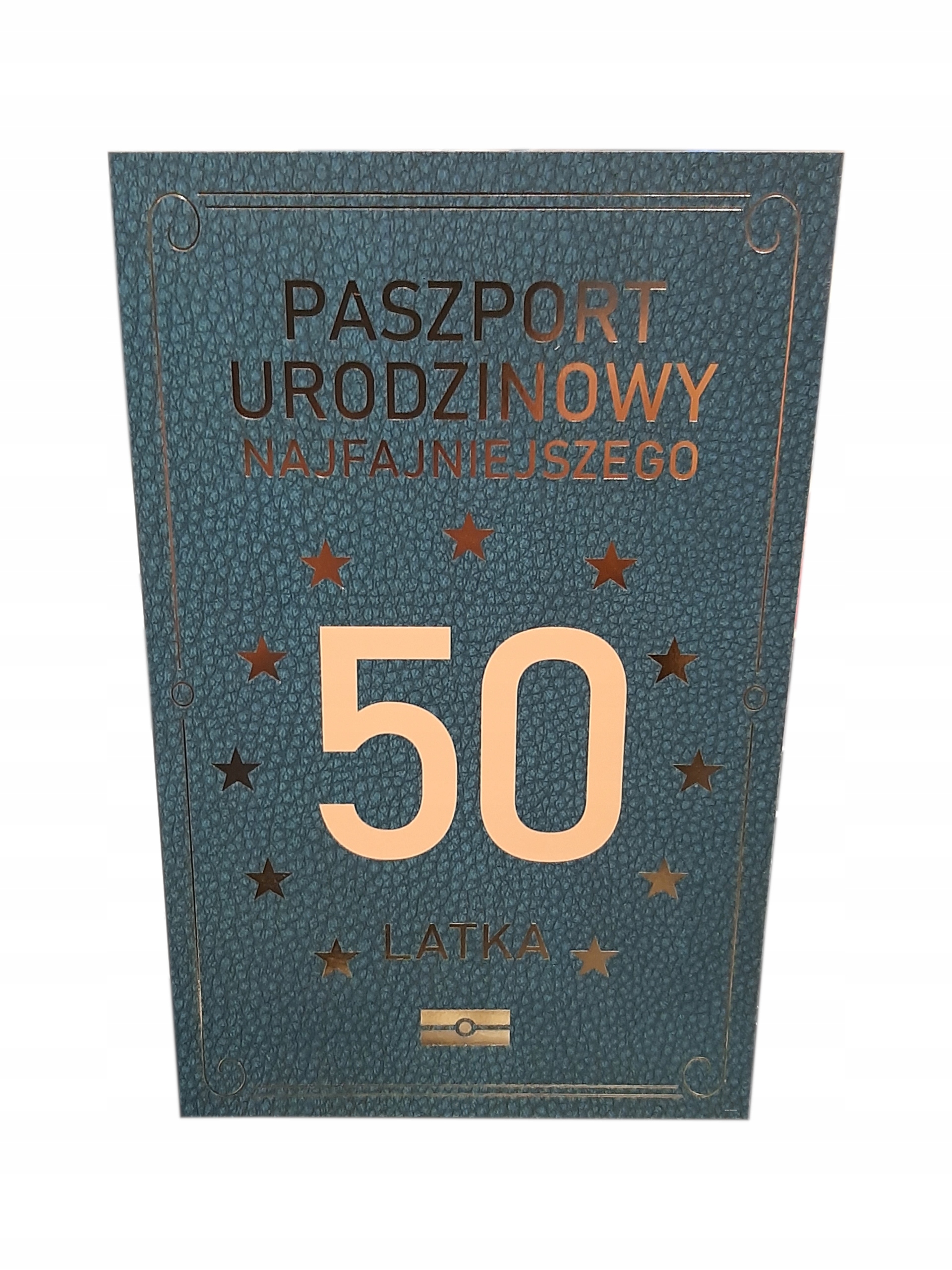 

na 50 urodziny dla Niego Paszport kartka