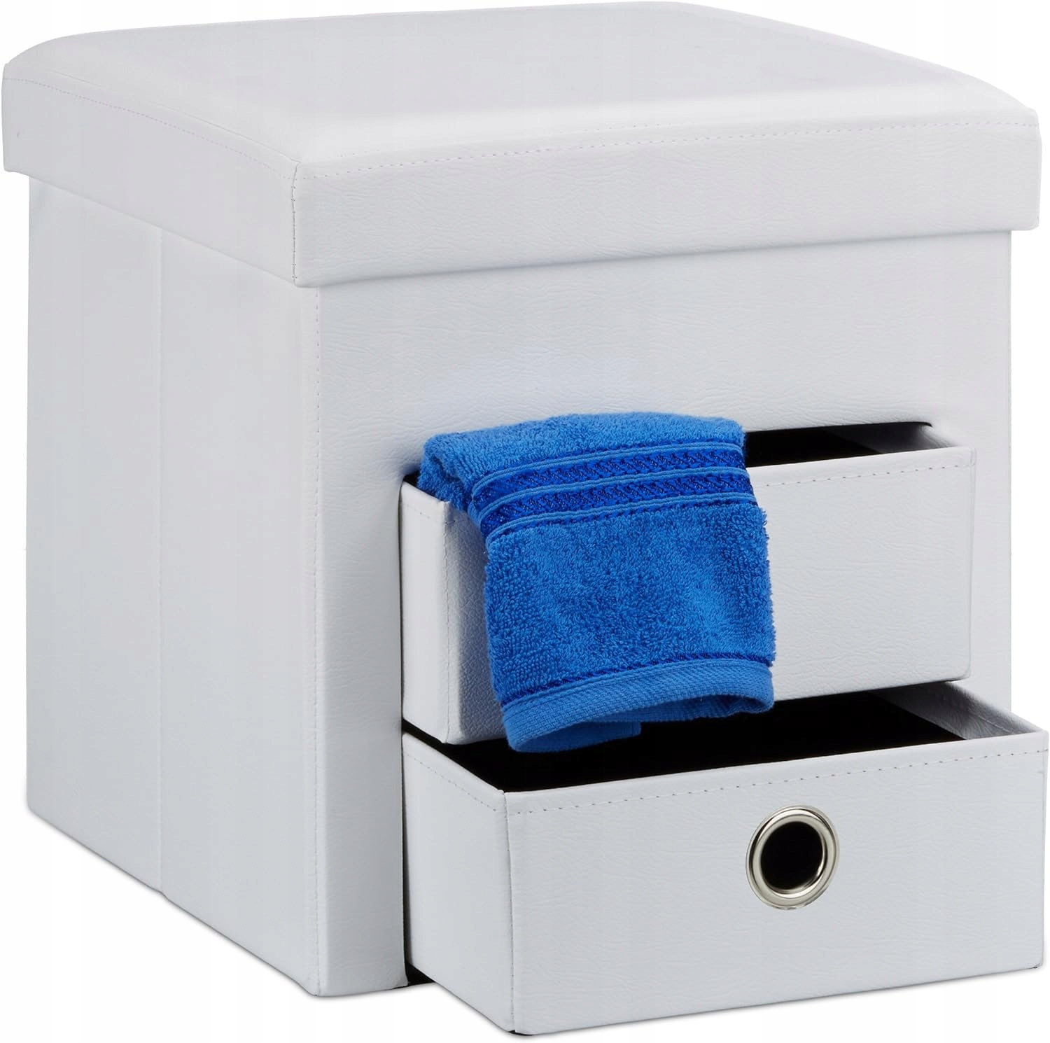 Relaxdays Taboret pufa biała, 38 x 38 x 38 cm