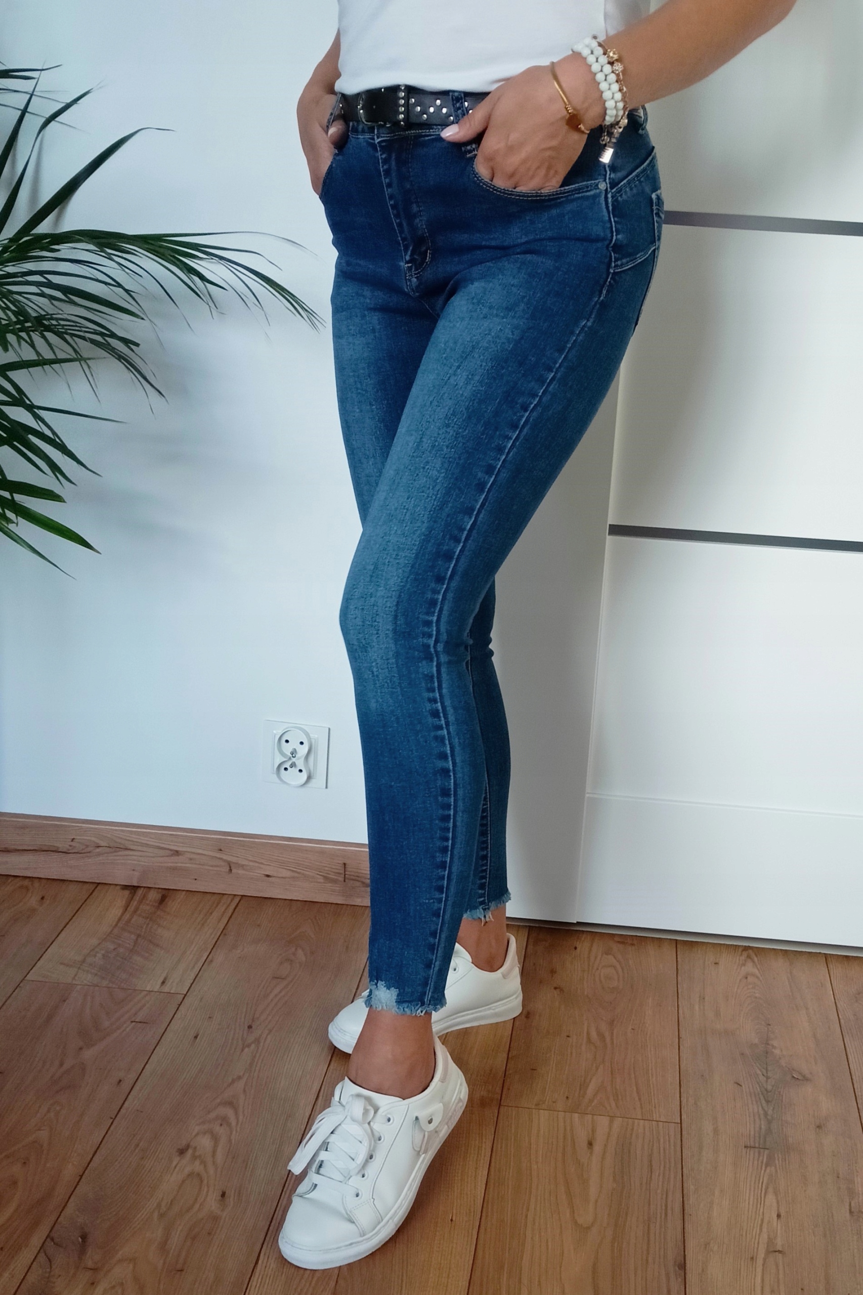 MS2 Jeansy M.SARA Push Up Z PASKIEM wyszczuplające r. 44 XXL (34) Długość nogawki długa